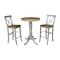 International Concepts Round 30 in Rd Pedestal Bar Ht Table, 2 X-Back Bar Ht Stools, Hickory/Stone, 30 in W, 30 in L, Wood K41-30RT-6B-S6133-2 - alternate 1